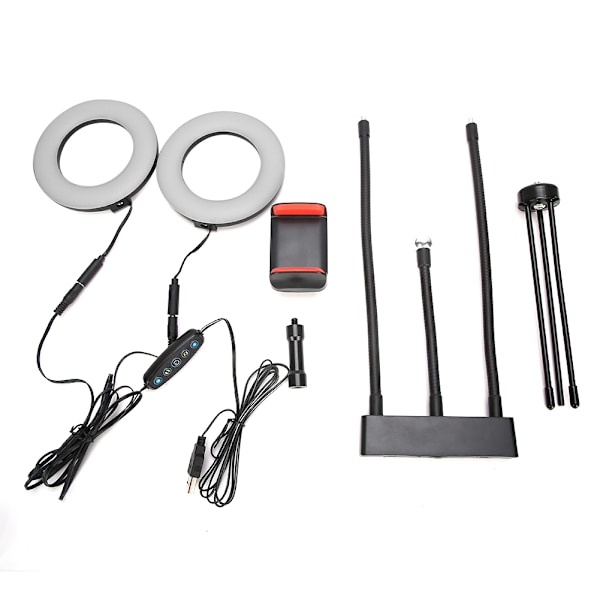 5 tommer Selfie Ringlys LED Justerbart Fyldlys med Stativ Mobiltelefonholder (USB-stik)