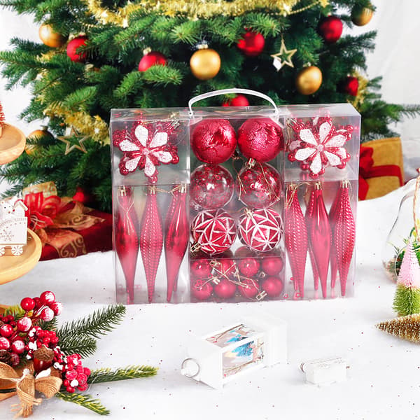 Julgranspynt set, krosssäkra julgranskulor i storpack, traditionella hängande prydnader för julgranar