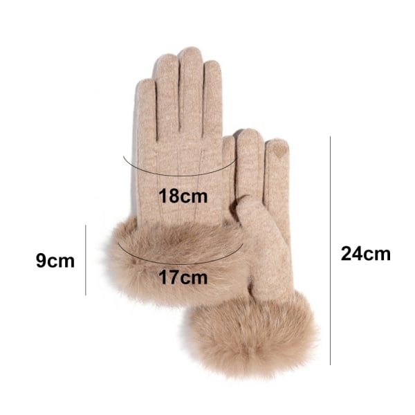 Vinterhandskar för kvinnor, pekskärm Cashmere Snow Handskar Camel