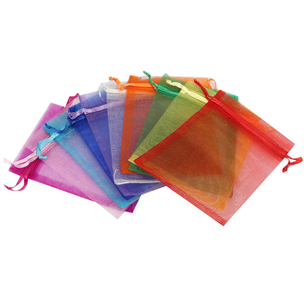 100 stk Organza Bryllupsgave Voileposer Gavearrangør Trækpose Blandede Farver