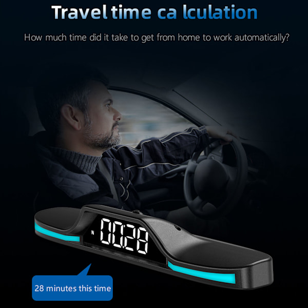Auton LED-GPS-nopeusmittari nopeuden (MPH) ja ajomatkan näyttämiseen, ylinopeusvaroittimella, digitaalinen nopeusmittari HUD