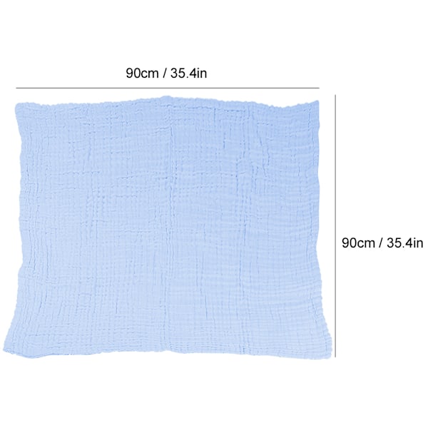 Babyfilt Newborn Mjuk Spädbarns Plysch Badhandduk Toddler Warp Bomullsgaze Snabbtorkande Blå 90 x 90cm
