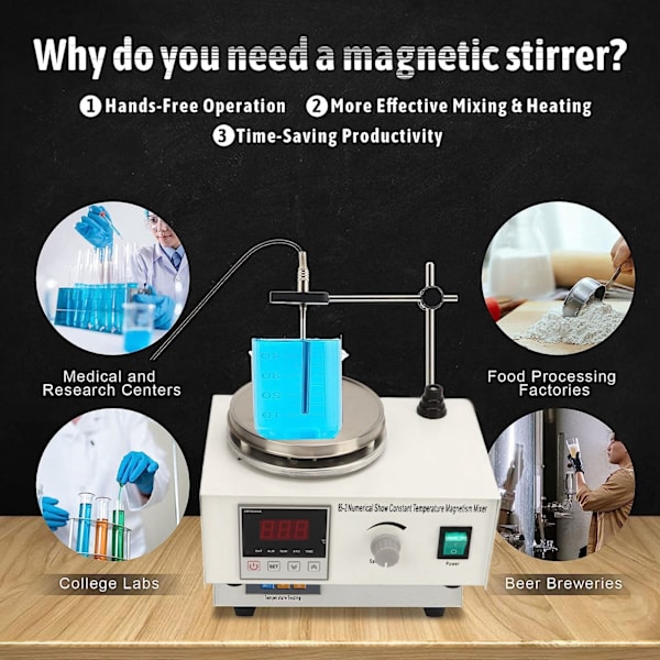Digital Display Magnetisk Rørere Konstant Temperatur Opvarmning Magnetisk Varmeplade Mixer til Laboratorium EU Stik 220V