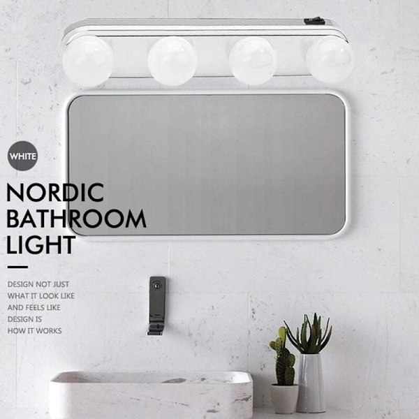 Bärbar LED Sminkbordslampa, Batteridriven Kromfinish Stark Belysning För Resor Och Hem