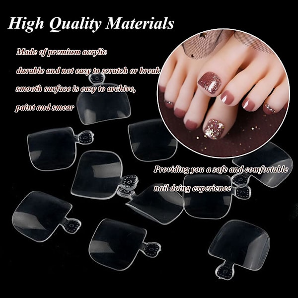 Akryyliset tekokynnet Cover, 100 kpl Keinotekoinen ranskalainen varpaankynsi 10 kokoa laatikolla, tekokynsivinkkejä kynsihoitoon ja tee-se-itse nail art jalka