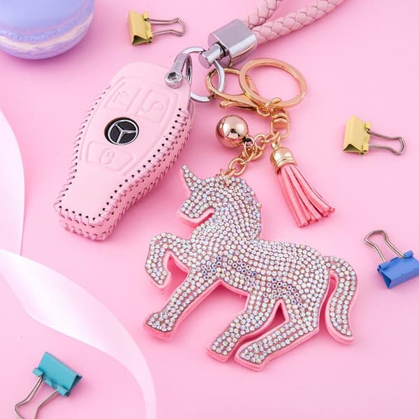 Sød Bling Pink Hjerteformet Nøglering SS6 Premium Krystal Bil