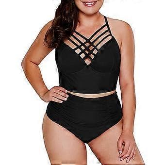 Dame Plus Size Stroppy Højtaljet Bikini Badedragt