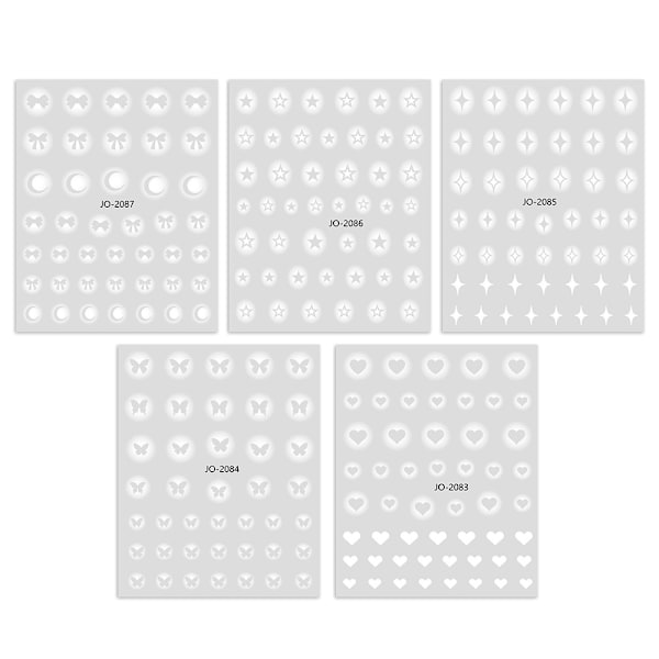 Pärlor för pysselprojekt, självhäftande pärlor för sminkdekoration, utsökta hjärtformade pärlor för nageldekaler, 5D-präglade rosetter för