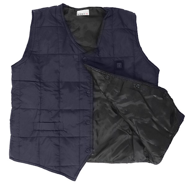Värmesväst utan ärmar, V-ringad, Uppvärmd Väst, Vinterkläder, Håller Varmt, Svart (XXXXL)
