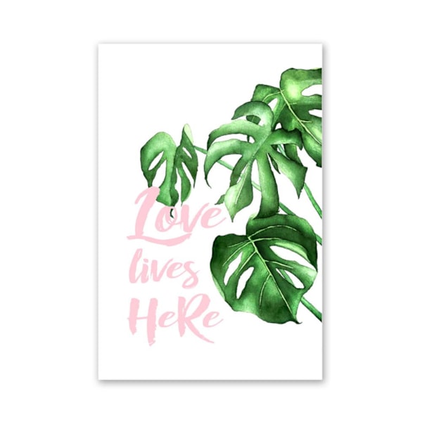 3 st. väggkonsttryck med gröna blad på canvas för hemmet