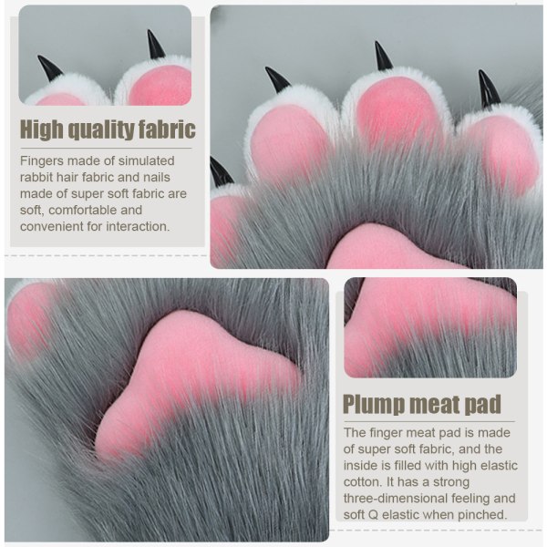 1 Par Animal Claw Handske Paw Mitts Vinter Furry Hand Paw Mitt