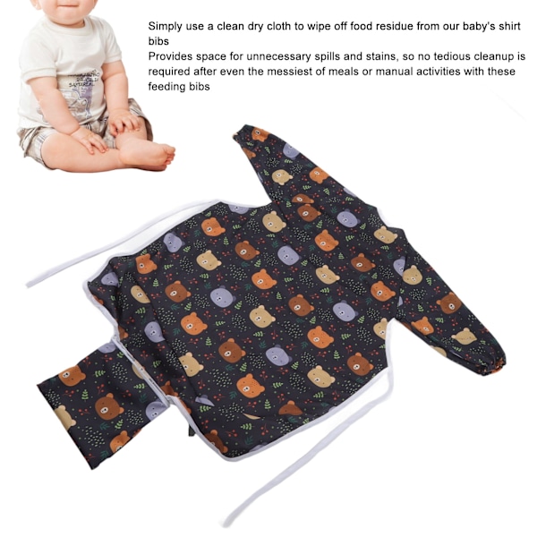 Coverall Baby Spiseforklæde Integreret Vandafvisende Anti-Beskidning Langærmet Forklæde Nem Vedligeholdelse Fuld Dækning Forklæde til Spisning SMT601 EF316