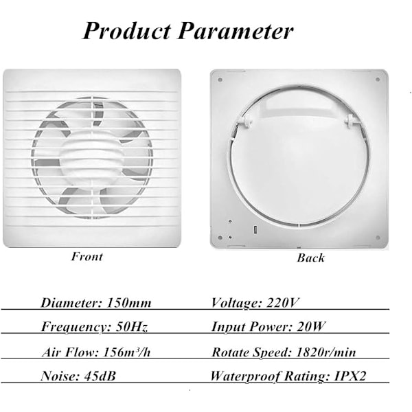 Ventilationsfläkt Universell Användning För Kök Kontor, Lång Livslängd Hög Effektivitet Tyst Drift Backventil Design Idealisk För Garage Badrum