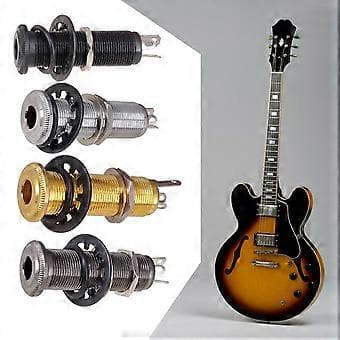 Elektrisk Guitar Barrel Jacks Cylinder Input/Output Mono Aktiv Lang Gevind Jacks Socket Guitar Del Tilbehør Sort
