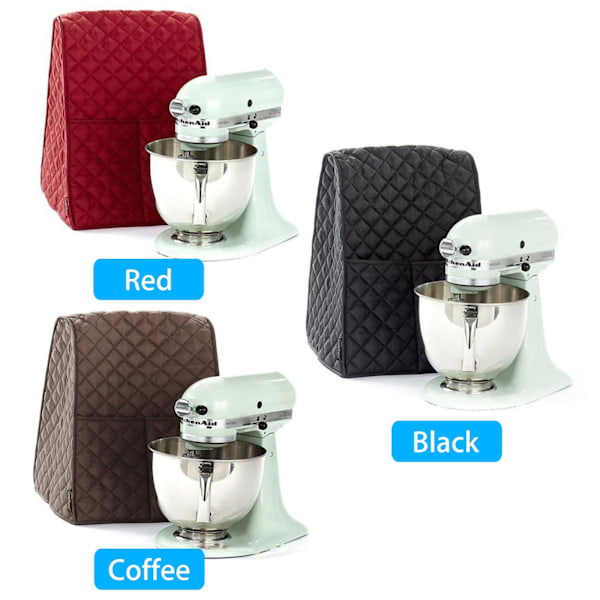 Quiltat tygdammskydd för KitchenAid 3,5-6Qt mixer, skyddande överdrag med sidofickor för förvaring, kompatibelt stativmixeröverdrag lätt att rengöra vatten