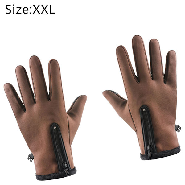 Vinterhandsker Varme vindtætte fingre Touch Screen Handsker til mænd Skiløb Brown XXL code