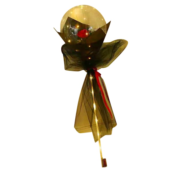 Bröllopsdagspresent, DIY-produkt med lysande ballong och transparent PVC, elegant LED-rosbukett för romantisk dekoration