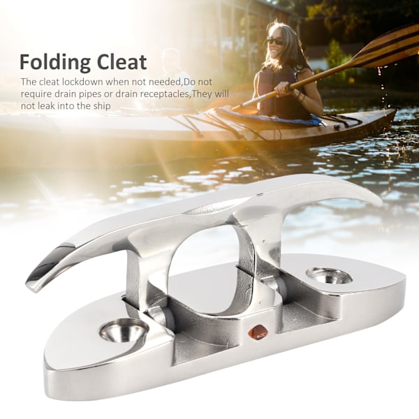 Foldbar Klamp i Rustfritt Stål, Flip Up Dock Klamp for Fortøyning av Båt Kajakk Marine 4.7in
