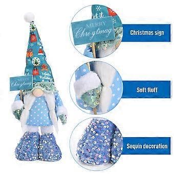 Ny Jul Blå Glitter Stretchig Rudolf Docka Dekorativ Glitter Stretchig Docka för Män