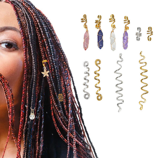 150 stk Hår Dreadlock Smykker Retro Legering Vår Sølv Måne Hår Mansjetter Spoler for Dreadlock Tilbehør