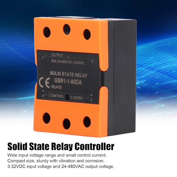 Solid State Relay SSR Indgang DC 3‑32V til Udgang AC 24‑480V til Hjemmet