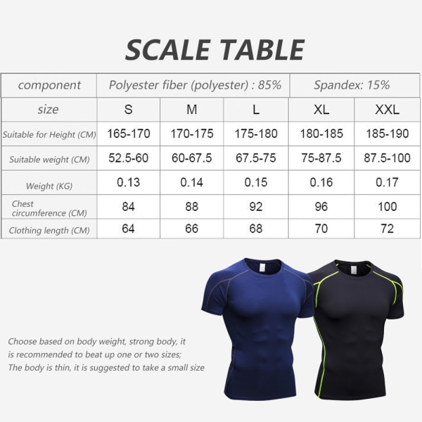 2-pakning med kompresjonsskjorter med korte ermer for menn, sportsklær
