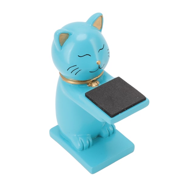 Iögonfallande Klockdisplayställ, Handgjort Unikt Kattformat Design Heminredning, Resin Figur för Smycken Armband Halsband Förvaring (Blå)