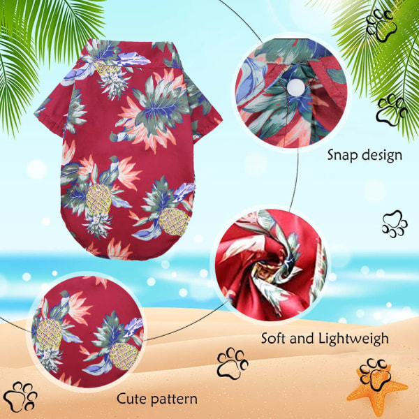 2 stk. Små og mellomstore hunder strand ananas skjorte Hawaiian kjæledyr hunder