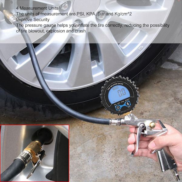 Digitaalinen Rengaspaineen Mittari 3‑200PSI Alue LCD Taustavalaistu Tarkka Lukeminen Universaali Autolle Kuorma-autolle RV:lle