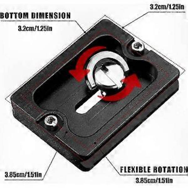2 stk. Quick Release Metal Adapterplade med 1/4 skrue til stativmontering