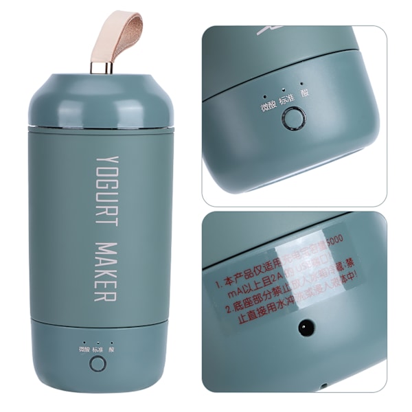Multifunktionel Fuldautomatisk Mini Bærbar Yoghurtmaskine USB Genopladelig Yoghurtmaskine (Grøn)