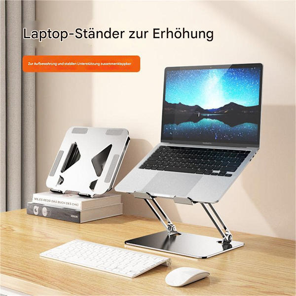 Ergonomisk Justerbart Laptopstativ, Højdejusterbart Laptopstativ med Åbent Design, Foldbart Bærbart Computerstativ til Skrivebord, Skridsikkert