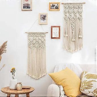 2 stycken boho dekorationsväggmattor, 71 cm (l) x 33 cm (b) och 73 cm (l) x 33 cm (b)