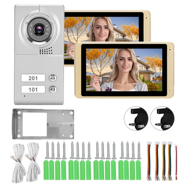 100-240V 7 tommer 720P WIFI Touchscreen Fjernbetjening Video 2 Monitor Dørklokke UK Stik