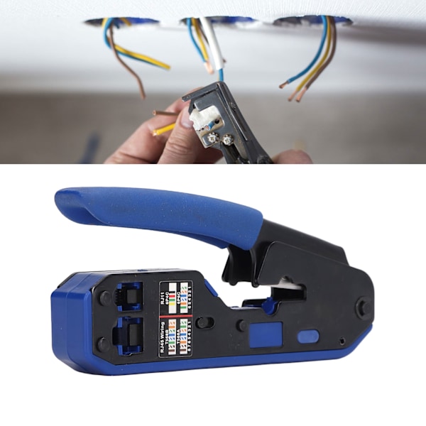 RJ45 Krympeverktøy Ethernet Nettverkskabel Krymper Wire Stripper Cutter for Cat5 Cat6
