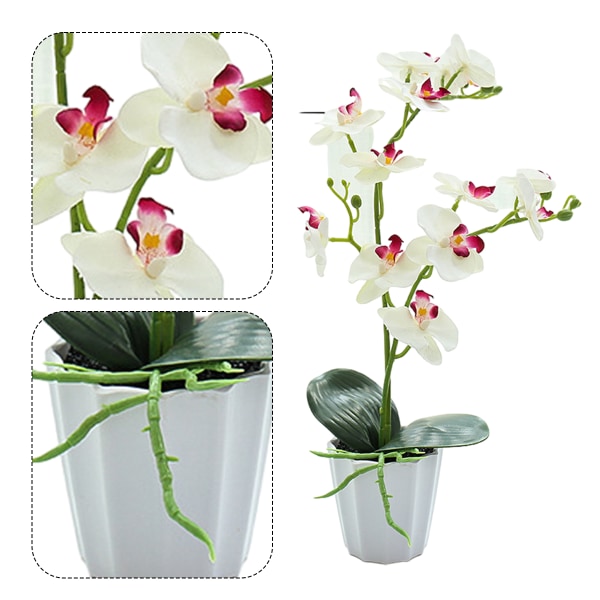 Konstgjord blomma phalaenopsis bonsai skrivbord liten dekoration växt