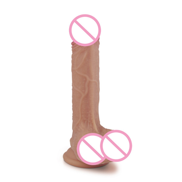 Simuleret Dildo Dobbeltlags Flydende Silikon med Stærk Sugeskål Voksen Legetøj til Kvinder YG001 Dobbeltlag