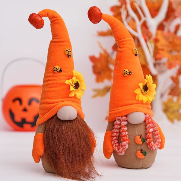 2 kpl Harvest Thanksgiving Gnome Pehmo, Mr&Mrs Fall Gnome Elf