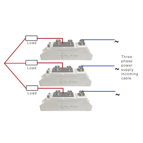 Kaksisuuntainen tyristori-moduuli 3 liitäntää Suuntaaja Triac-moduuli Piikohdeohjattu moduuli 1600V 132A Valkoinen