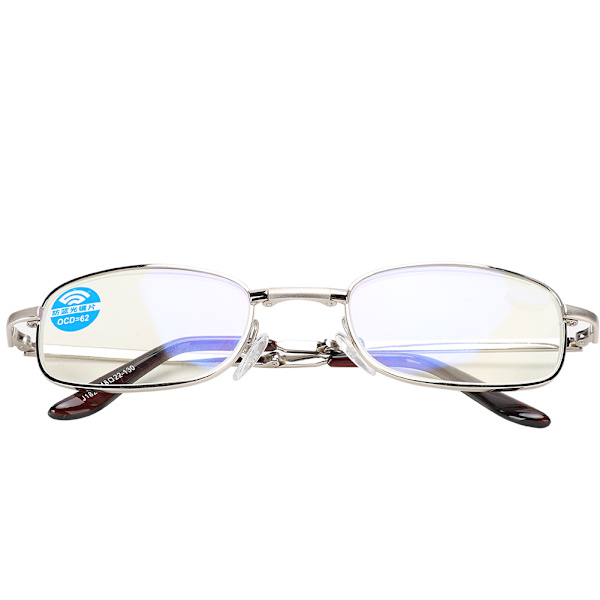 Taitettavat Metalliset Sinisen Valon Suodattimella Varustetut Presbyopia-Lasit Näköväsymyksen Lievitykseen Lukulasit (+400 Hopeakehys)
