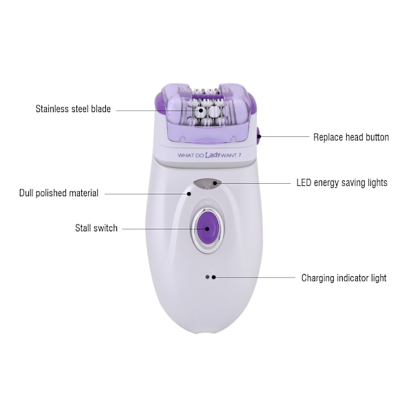 Elektrisk epilator, barbermaskin og fotfil for kvinner - 3 i 1, oppladbar