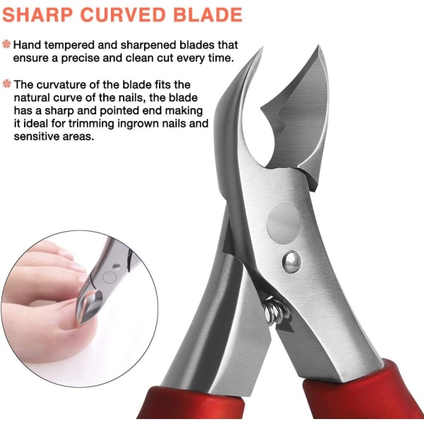 Thick Toenail Clippers, Podiatrist Toe Nail Clippers for Ingrown & Thick & Men & Seniors Toenail and Nail Surgical Grade Stainless Steel