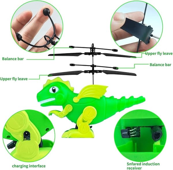 Flygende ballleker for 5 6 7 8 år gamle gutter, RC Robot Dinosaur Fl