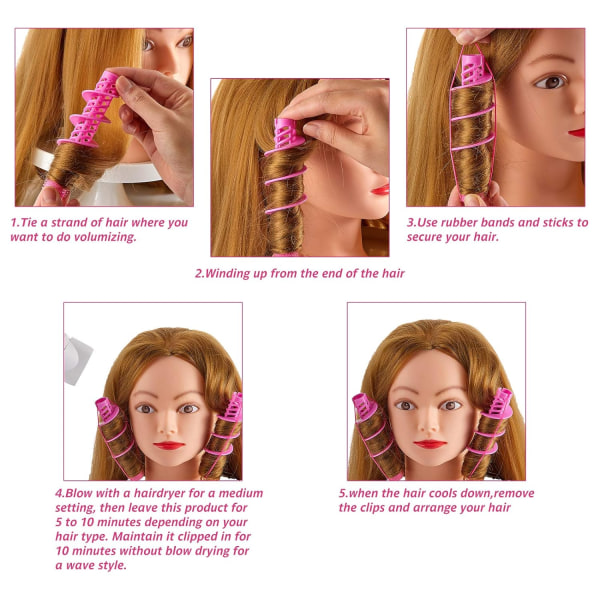 12 stykker Spiral Curling Hair Rollers Salon Frisør Curlers No Heat Hair Curling Clamp Roller DIY Spiral Curling Styling Tool til Home Salon
