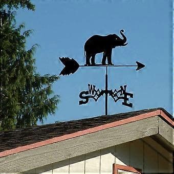 Terassin tuuliviiri, elefantti, ruostumaton teräs