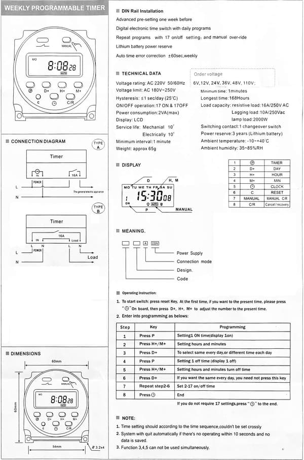 Digital Timer Switch, Avancerad Veckovis Programmering, Programmerbar Tidsreläbrytare för Hushållsapparater, Digital LCD-ström med Schemalagda Tider Daglig