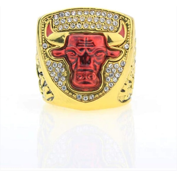 Set med 6 NBA Bulls Championship Replica Ring från Display Box