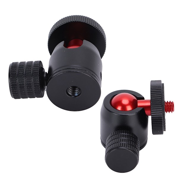 Mini Tripod Kulhuvud med 1/4 Tums Skruv och Hotskoadapter för DSLR-kamera Ringljus Röd Kula