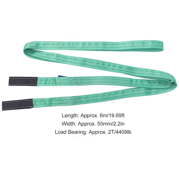 Lyftlyftband 6M 2T Lastbärande Förstärkt Loop Polyester Hög Styrka Riggning Lyftband för Kran Hiss