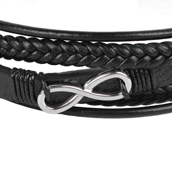 8 Karaktärs Armband Läder Rostfritt Stål Justerbart Snyggt Armband för Män Present